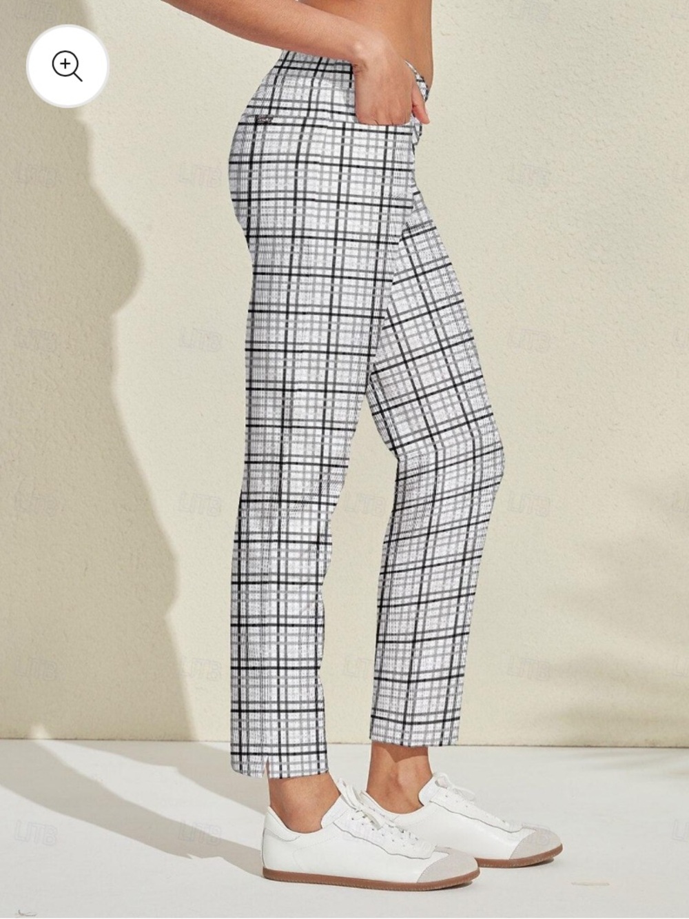 Acegolfs Black & White Plaid Straight-Leg Pants Size L